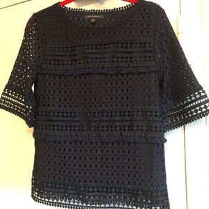 Navy Banana Republic Eyelet Blouse